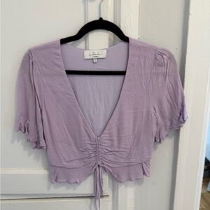 L'Academie Lilac Ruched Blouse